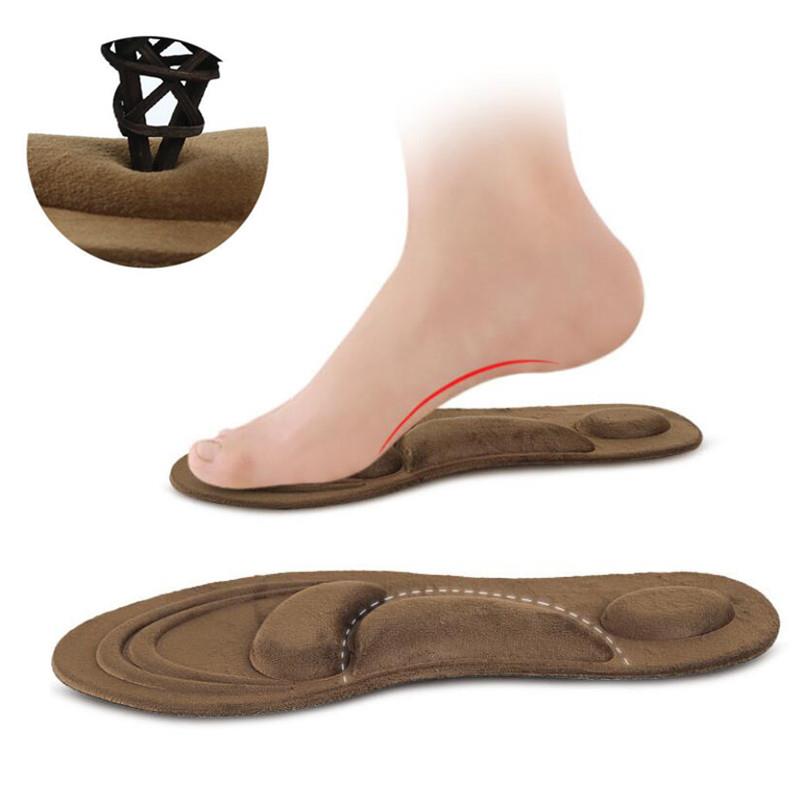 4D Suede Memory Foam Insoles Flat Foot Feet Care Sole Shoe Orthopedic Pads Thermal Sport Sponge Arch Support Insoles Men Women