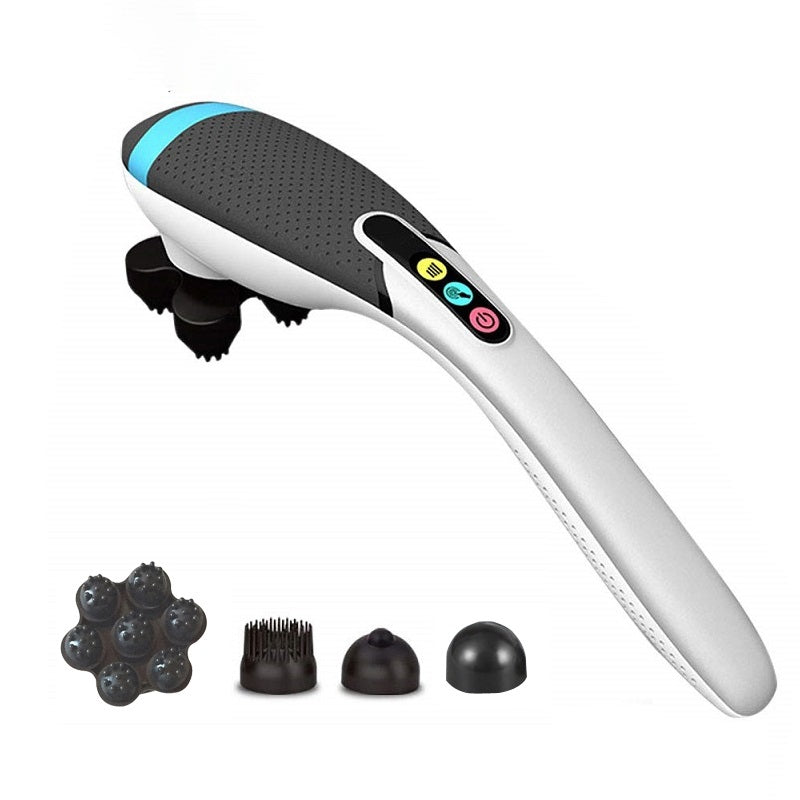 Handheld Electric Heat Deep Kneading Tissue Massager Cordless and Rechargeable Stick 4 Interchangeable Heads 5 Speeds 4 Mode
