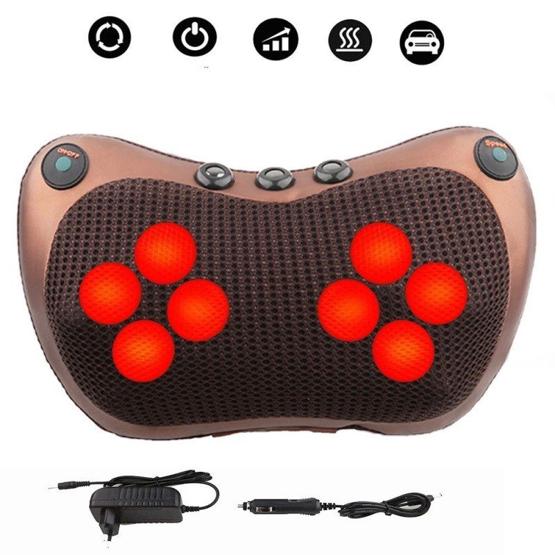 Head Massage Pillow Relax Vibrator Electric Shoulder Back Heating Kneading Infrared therapy Neck Massager