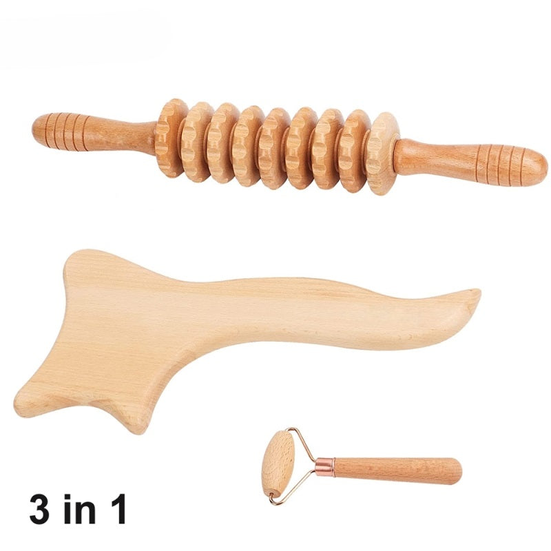 Wood Therapy Massage Tools, Maderoterapia kit 3 in 1 Wood Tools for Body Shaping. Full Body and Facial Maderoterapia Colombiana