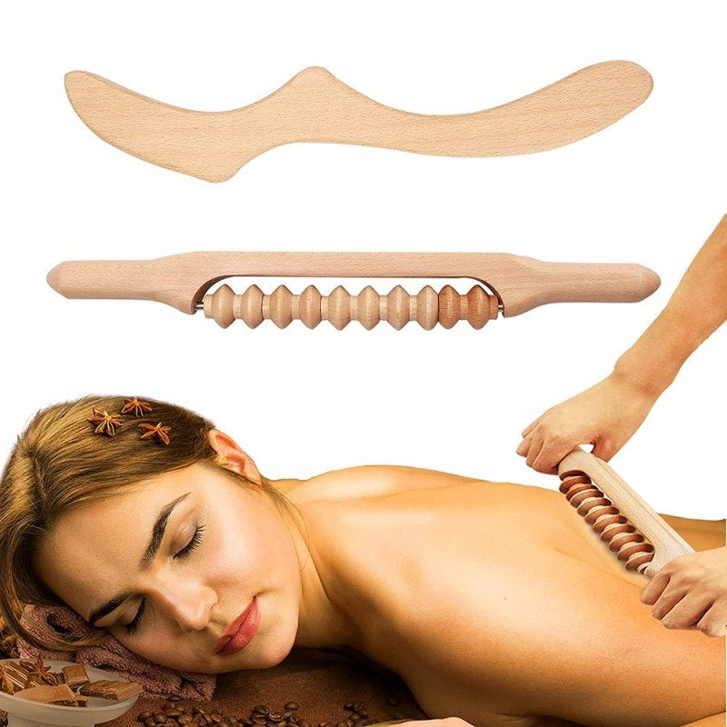 2PcsSet Wood Therapy Massage Tools,maderoterapia kit,Cellulite Massager Wood,Therapy Tools for Body Shaping,Muscle Pain Relief