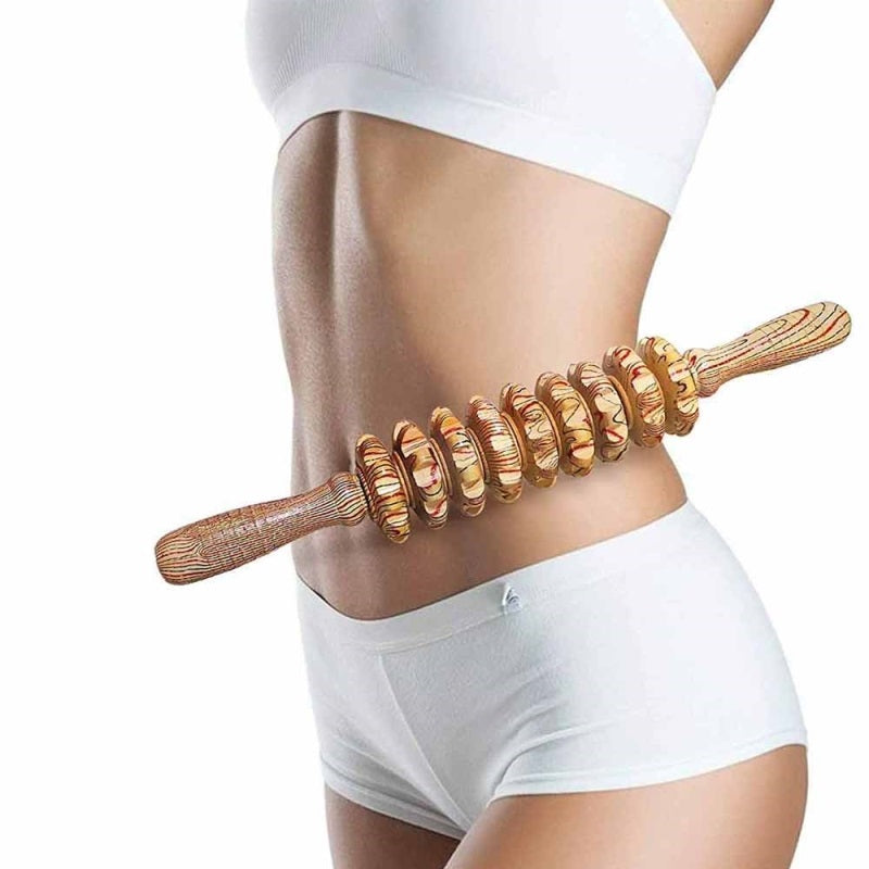 Wooden Therapy Massager Roller Trigger Point Massager Stick for Fascia Cellulite Muscle Abdomen Body, Muscle Belly Relief Tool