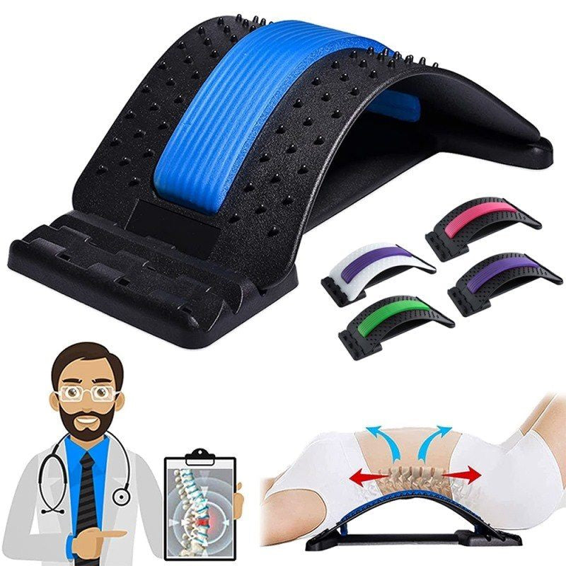 Adjustable Lumbar Back Massager Posture Corrector Multi Level Spine Back Stretcher Support for Humpback Scoliosis Herniated Disc