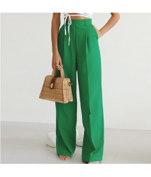 Best Design Solid Color Women's Pants & Trousers Summer High-waist Wide Leg Pants Women Suit Pant