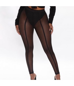 Fashion Lady Sexy See Through Fall Mesh Skinny Stretch Leggings Women Clothing Women'S Pants & Trousers