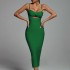 BEISHI Vestido Sexy Women Green Tube Slip Bandage Dress Bodycon Clothes Elegant Cut Out Back Slit Bandage Maxi Dress